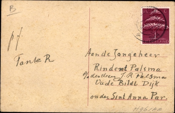 Kunstenaar Ansichtkaart Links, Karel L., tuinjongen, spade, gieter
