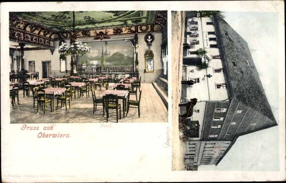 Postcard Oberwiera in Saxony, inn, hall