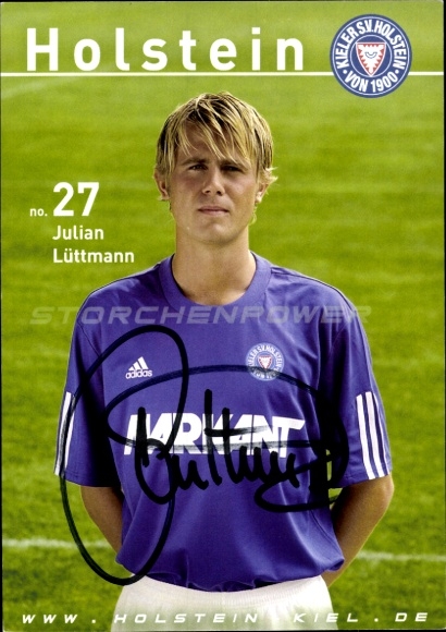 Karta z autografem piłkarza Juliana Lüttmanna, Holstein Kiel, autograf