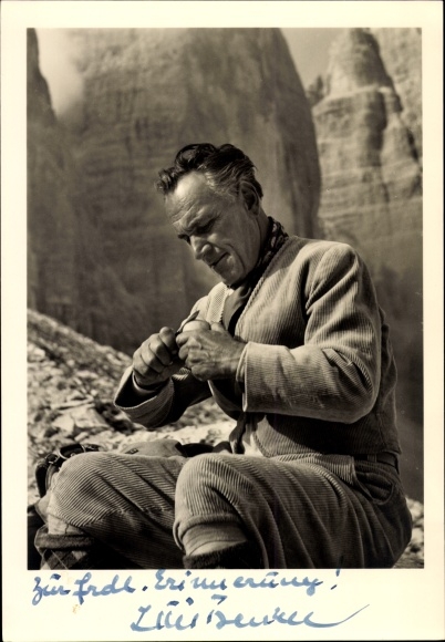 Postcard actor Luis Trenker, climber, portrait, autograph