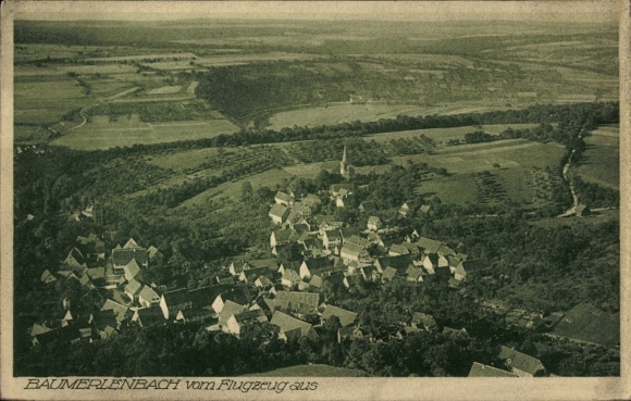 Postcard Baumerlenbach Öhringen in the Hohenlohe district of Württemberg, aerial photograph