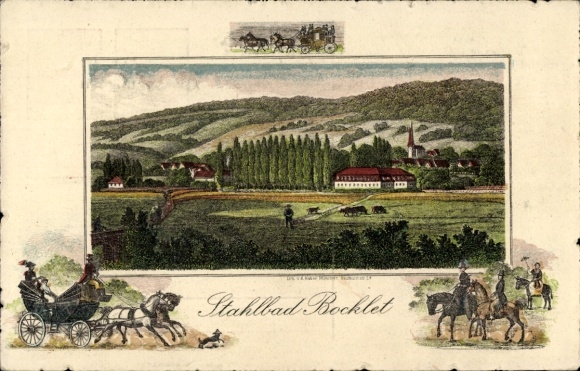 Postal stationery Postcard Bad Bocklet in Lower Franconia, Stahlbad, general view
