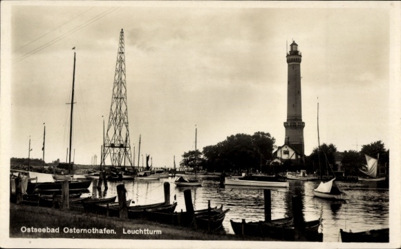 Postcard Chorzelin Easter Emergency Harbor Świnoujście Swinemünde Pomerania, harbor, lighthouse