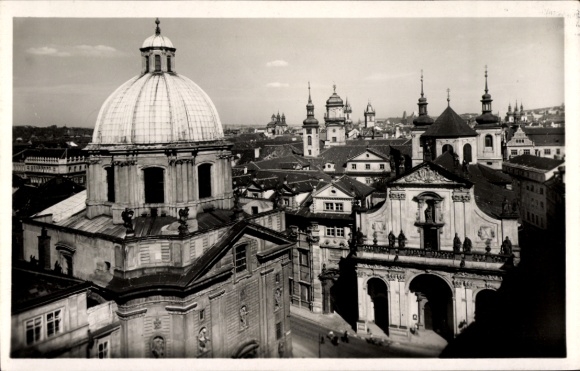 Ak Praha Prag Tschechien, Stadtansicht von   Gebäude, Kuppel, Türme