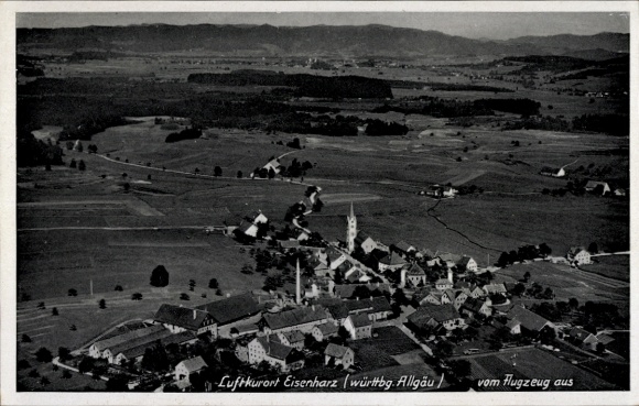 Postcard Eisenharz Argenbühl in Allgäu, aerial photograph
