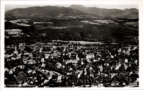 Postcard Traunstein in Upper Bavaria, Upper Bavaria from the plane