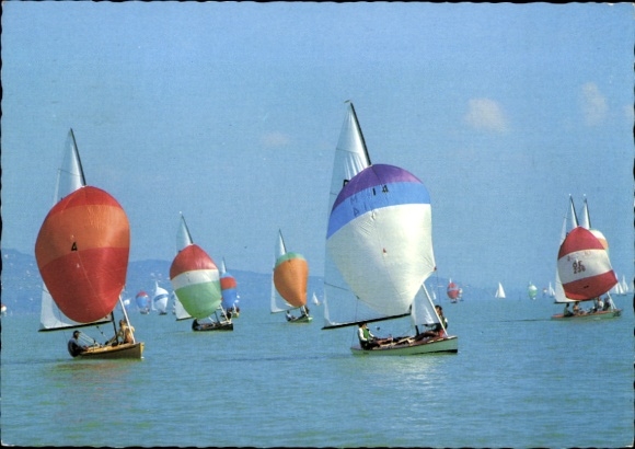 Postcard sailboats on Lake Balaton
