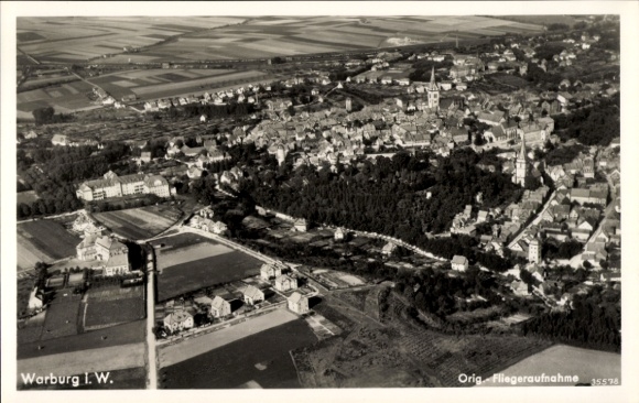 Postcard Warburg in Westphalia, Warburg 1. W., original aerial photograph