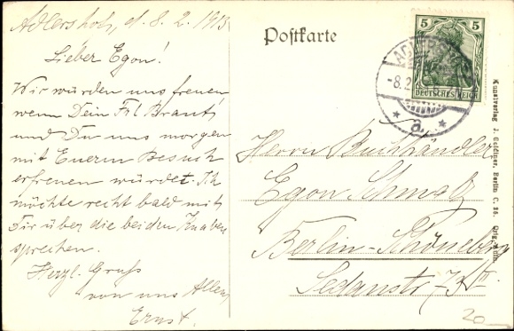 Postcard Berlin Treptow Adlershof, fountain at the market square, restaurant