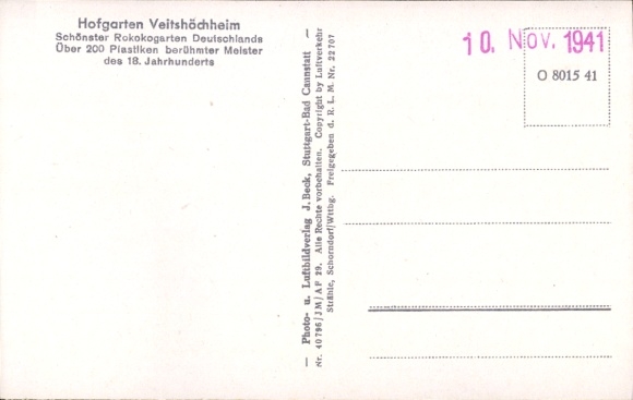 Postcard Veitshöchheim in Lower Franconia, aerial photograph, Hofgarten