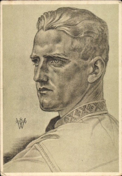 Artist Postcard Willrich, Wolfgang, Leader of the German Youth in Romania, VDA P 14 No. 33
