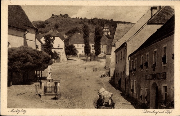 Postcard Tännesberg in the Upper Palatinate, market square, Gasthof Zur Post