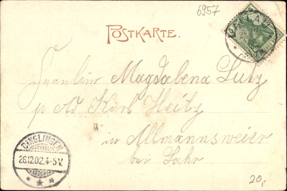Postcard Dallau Elztal in the Odenwald, castle, school, vicarage, Inn zum Löwen, view of the town