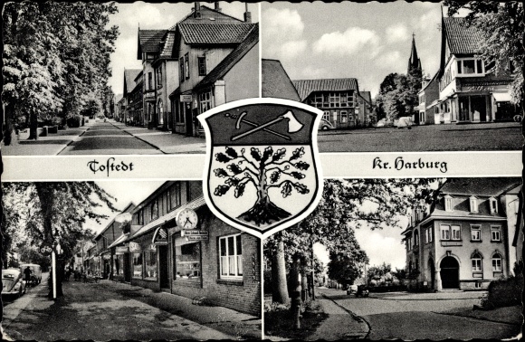 Coat of arms PC Tostedt in Lower Saxony, partial views, street sections