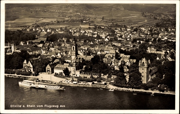 Postcard Eltville am Rhein Hesse, aerial photo