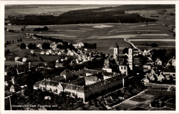 Postcard Ottobeuren in Upper Swabia Allgäu, aerial photograph