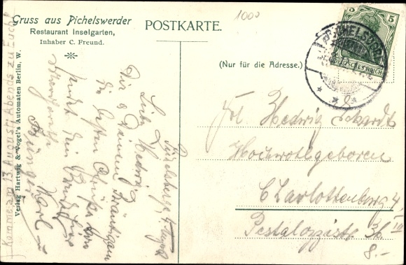 PC Berlin Spandau Wilhelmstadt Pichelswerder, Restaurant Inselgarten, C. Freund