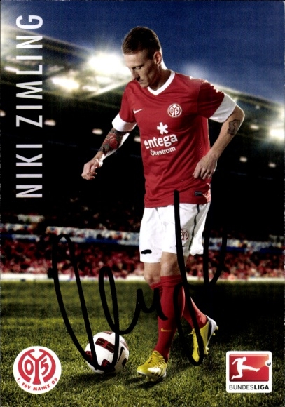 Autograph card footballer Niki Zimling, 1. FSV Mainz 05