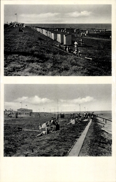 Postcard Burhave Butjadingen in the Wesermarsch district, beach