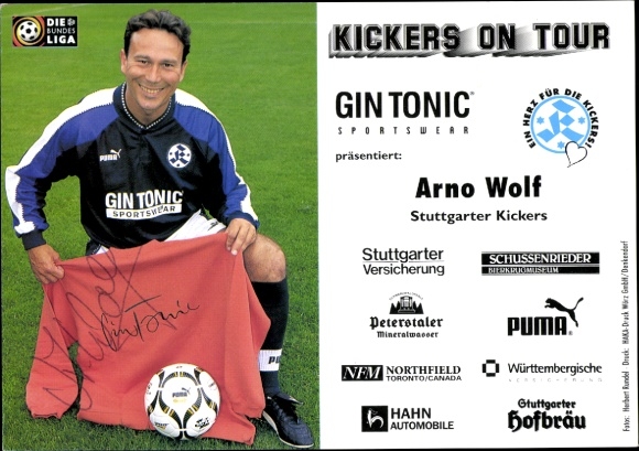 Autograph card footballer Arno Wolf, SV Stuttgarter Kickers, autograph