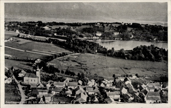 Postcard Seehausen am Staffelsee, aerial photograph