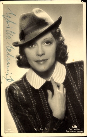 Actrice Sybille Schmitz, Ross Verlag A 2953/1, handtekening