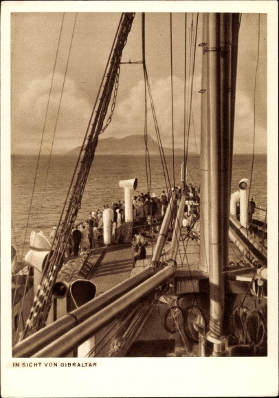 Postcard Gibraltar, steamer of the Woermann line, DOAL