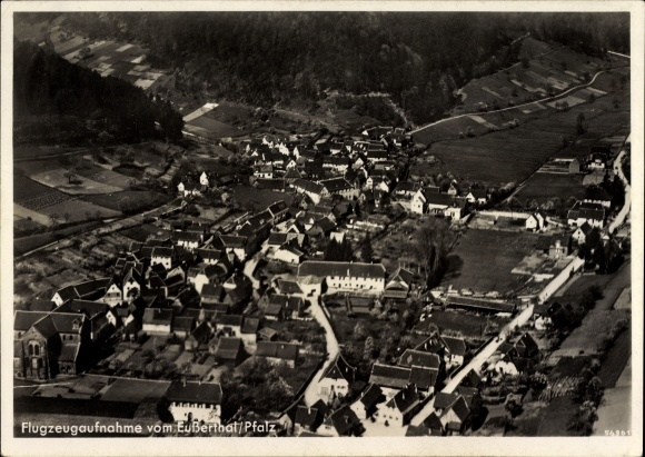 PC Eusserthal in the Southern Wine Route district, aerial photograph, view of the town and surroundings