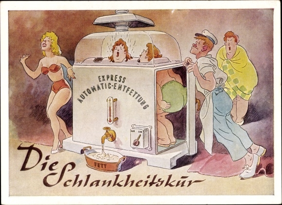 Artist Postcard The Slimming Cure, Liposuction, Automat