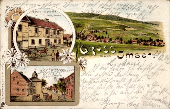 Chromo-Litho Imsen Alfeld an der Leine, village street, inn