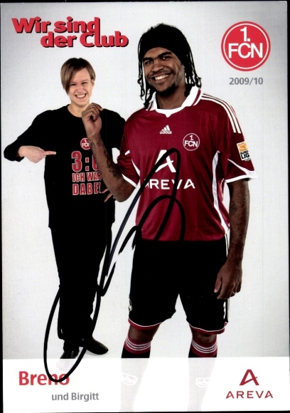 Autograph card footballers Breno and Birgitt, 1. FC Nuremberg, autograph