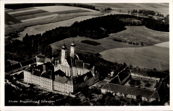 Postcard Roggenburg Swabia Bavaria, monastery, aerial photograph