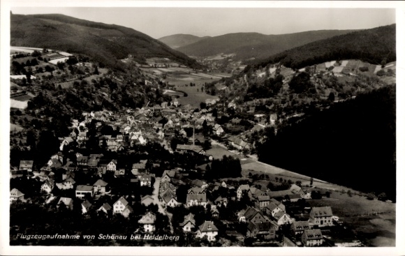 Postcard Schönau near Heidelberg Odenwald, aerial photograph
