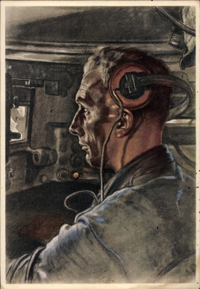 Artist Postcard Willrich, Wolfgang, tank driver, Wehrmacht, VDA