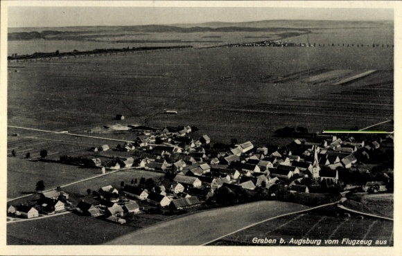 Postcard Graben in Lechfeld Swabia, aerial photograph