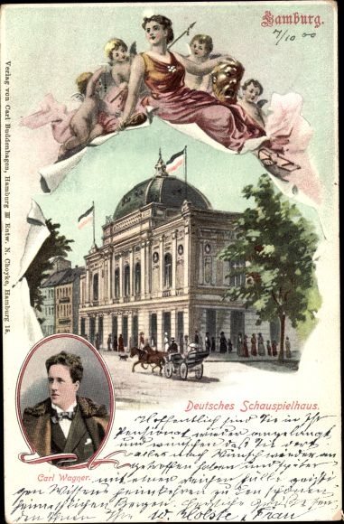 Chromo-Litho Hamburg Mitte St. Georg, Deutsches Schauspielhaus, Engel, Franziska Ellmenreich
