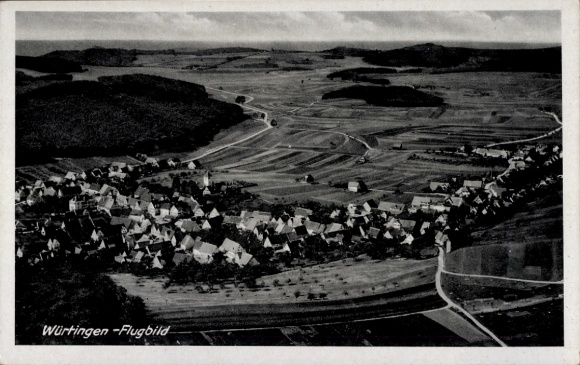 Postcard Würtingen St. Johann Swabian Alb Württemberg, aerial photograph