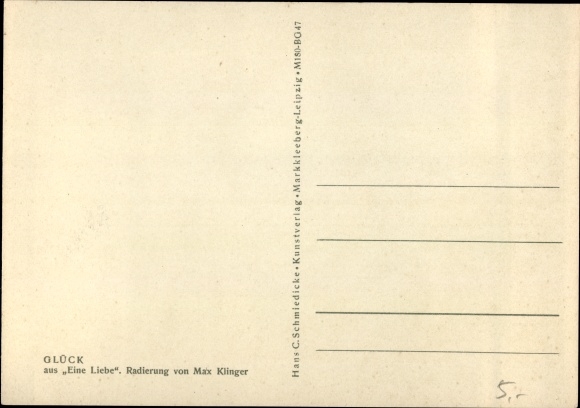 Artist Postcard Klinger, Max, Glück, Eine Liebe