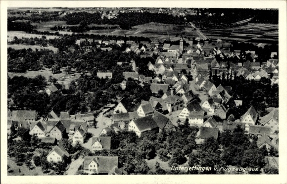 Ak Unterjettingen Jettingen in Württemberg, Luftaufnahme,   Architektur, ländliche Umgebung