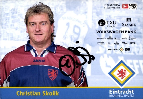 Autograph card team manager Christian Skolik, Eintracht Braunschweig, autograph
