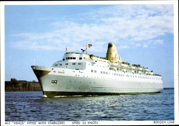 Ak stoomschip MS Jupiter, Bergen Line, stoomboot