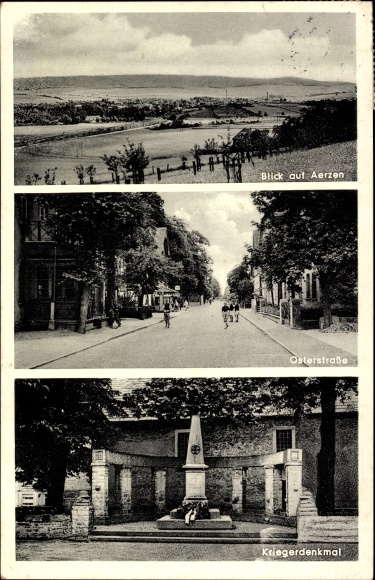 Postcard Aerzen in the Weserbergland, war memorial, Osterstrasse