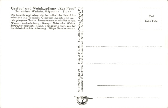 Ak Hilpoltstein in Mittelfranken, Luftaufnahme