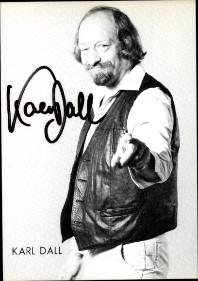 Postcard comedian Karl Dall, telephone, autograph