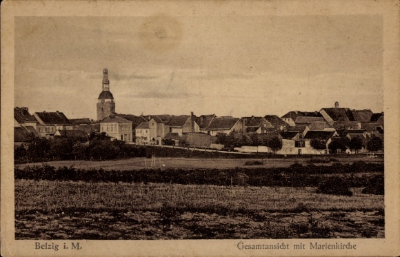 Ansichtkaart Bad Belzig in de Mark, totaalaanzicht, Mariakerk