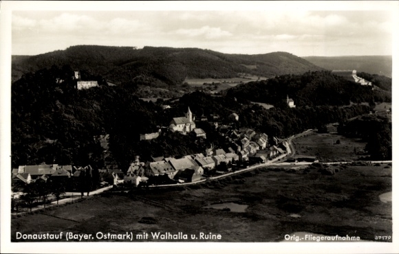 Postcard Donaustauf in the Upper Palatinate, aerial photograph, Walhalla