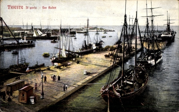 Ak Triest Trieste Friuli Venezia Giulia, Hafen, Segelschiffe