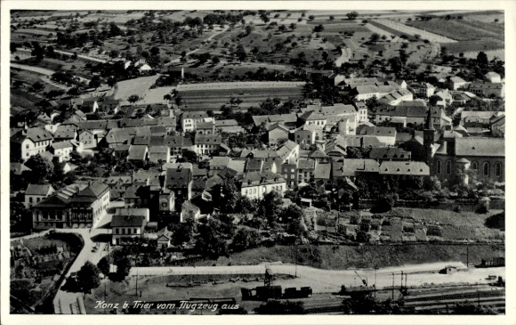 Postcard Conz Konz on the Moselle, aerial photograph