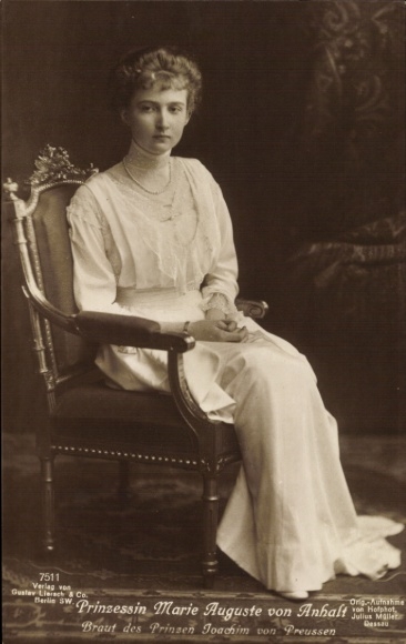 Ak Prinzessin Marie Auguste von Anhalt, Braut von Prinz Joachim von Preußen, Liersch 7511