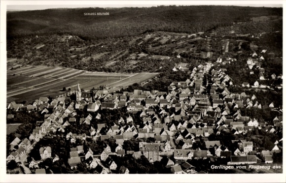 Postcard Gerlingen in Württemberg, aerial photograph